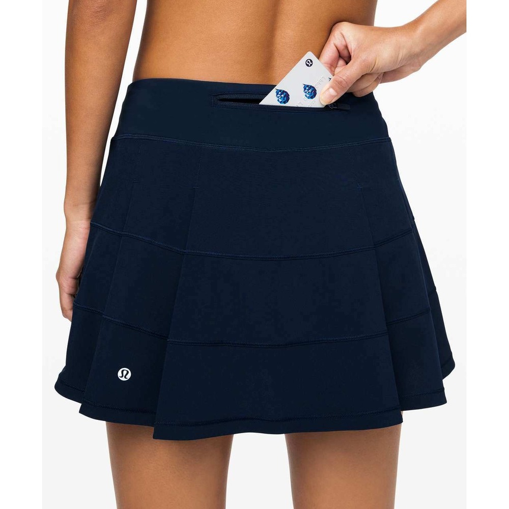 Lululemon 4 Tall Pace Rival Skirt 4-way Stretch 15" True Navy Blue Active Sporty